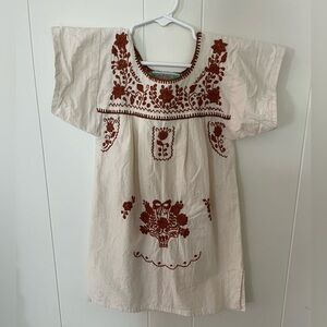 Burnt orange/cream embroidered dress